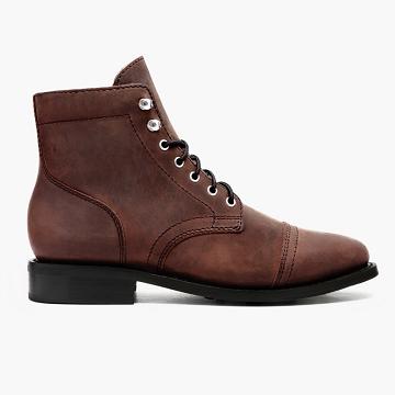Thursday Boots Captain Bőr Arizona Fűzős Csizma Női Barna | HU182DFM