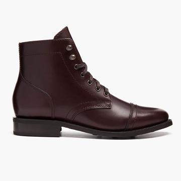 Thursday Boots Captain Bőr Fűzős Csizma Női Kávé | HU184AHK