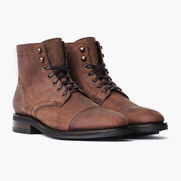 Thursday Boots Captain Bőr Fűzős Csizma Férfi Kávé | HU52DFM