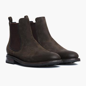 Thursday Boots Duke Velúr Chelsea Csizma Férfi Olivazöld | HU8TCE